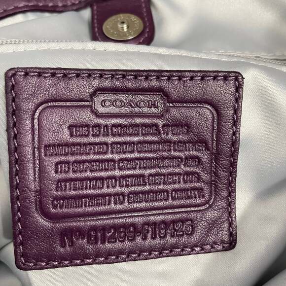 Coach Ashley Gathered Leather Satchel in Aubergine Purple F19452 - Picture 4 of 7